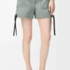 Pantalones cortos de trabajo en denim verde caqui Pantalones cortos de trabajo en denim verde caqui