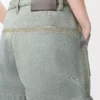 Pantalones cortos de trabajo en denim verde caqui Pantalones cortos de trabajo en denim verde caqui