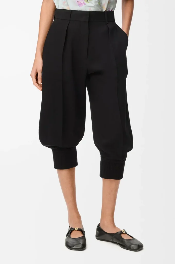Pantalones cortos en mezcla de viscosa elástica Negro Pantalones cortos en mezcla de viscosa elástica Negro