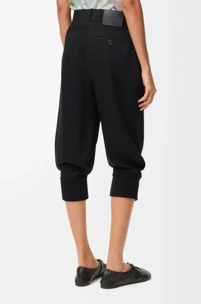 Pantalones cortos en mezcla de viscosa elástica Negro Pantalones cortos en mezcla de viscosa elástica Negro