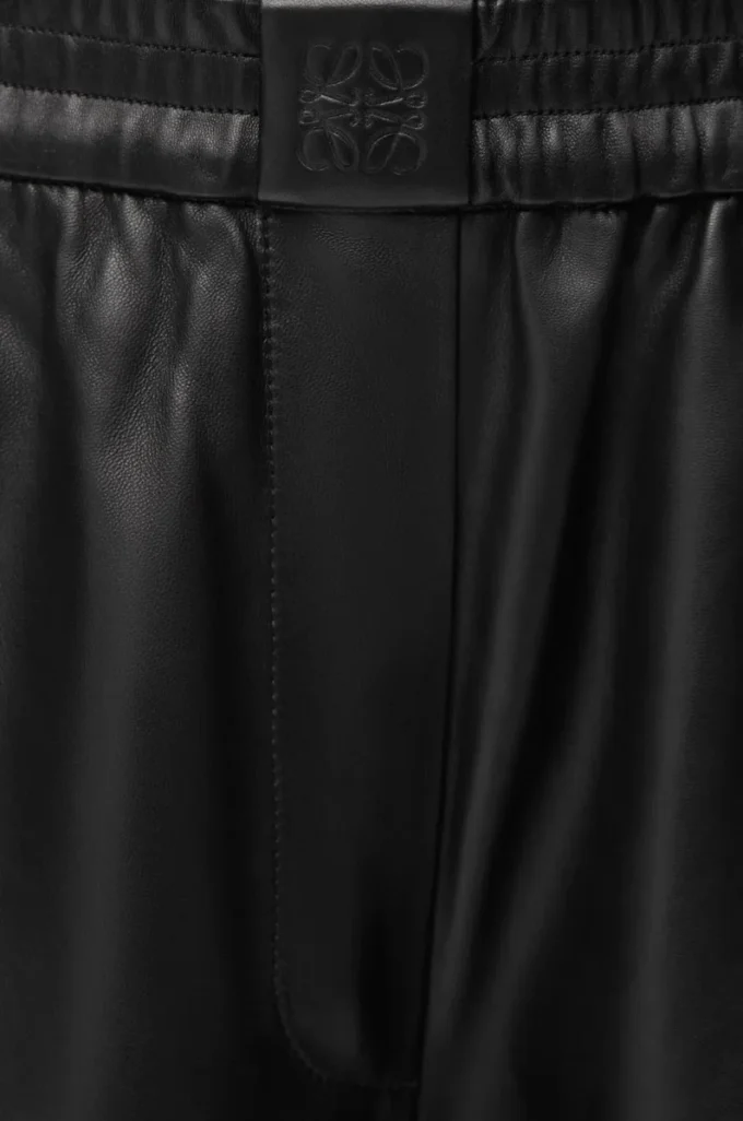 Pantalones cropped de piel de cordero napa y piel de cabra ante. Negro Pantalones cropped de piel de cordero napa y piel de cabra ante. Negro
