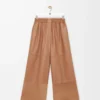 Pantalones cropped de piel de cordero napa y piel de cabra ante Toffee Pantalones cropped de piel de cordero napa y piel de cabra ante Toffee