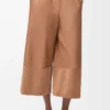 Pantalones cropped de piel de cordero napa y piel de cabra ante Toffee Pantalones cropped de piel de cordero napa y piel de cabra ante Toffee