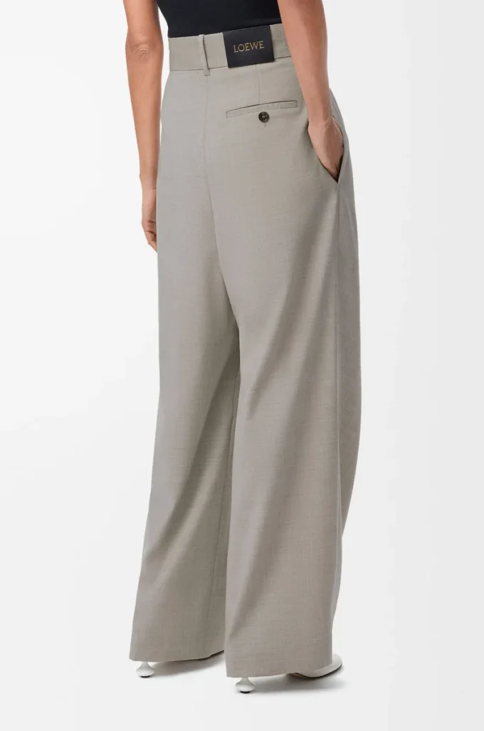 Pantalones cruzados de lana, color beige claro jaspeado
