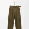 Pantalones de algodón y seda verde caqui Pantalones de algodón y seda verde caqui