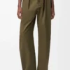 Pantalones de algodón y seda verde caqui Pantalones de algodón y seda verde caqui