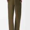 Pantalones de algodón y seda verde caqui Pantalones de algodón y seda verde caqui
