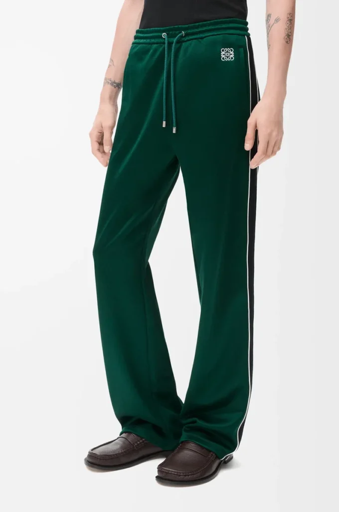 Pantalones de chándal de jersey técnico verde oscuro Pantalones de chándal de jersey técnico verde oscuro