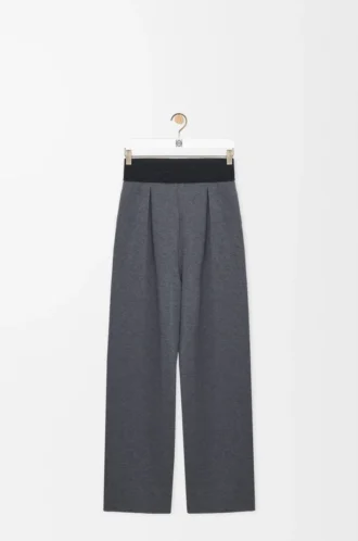 Pantalones de lana gris jaspeado Pantalones de lana gris jaspeado