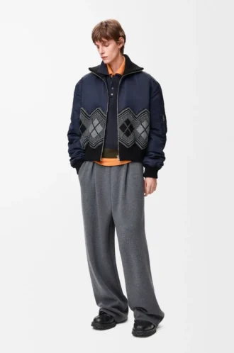 Pantalones de lana gris jaspeado Pantalones de lana gris jaspeado