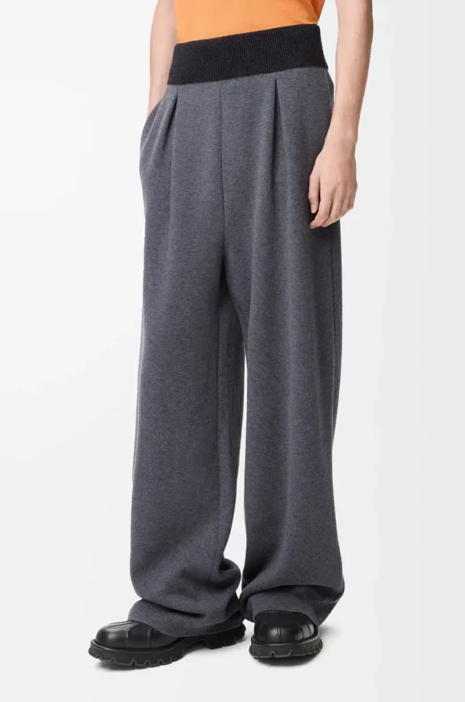 Pantalones de lana gris jaspeado