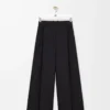 Pantalones de lana y seda Negro