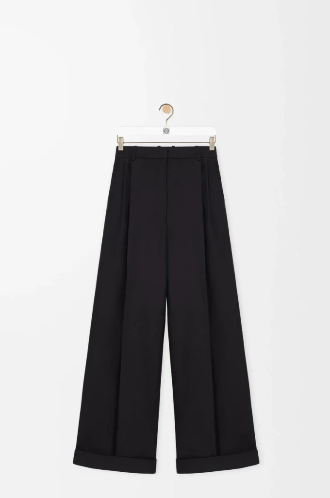 Pantalones de lana y seda Negro