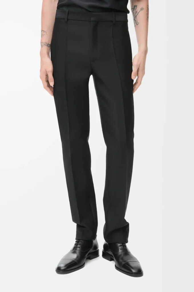 Pantalones de lana y seda Negro