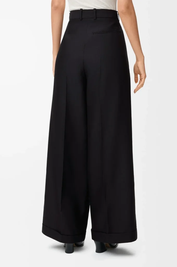 Pantalones de lana y seda Negro