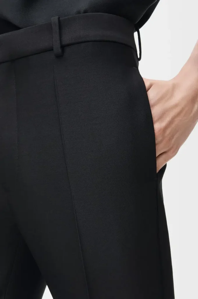 Pantalones de lana y seda Negro