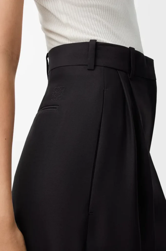 Pantalones de lana y seda Negro