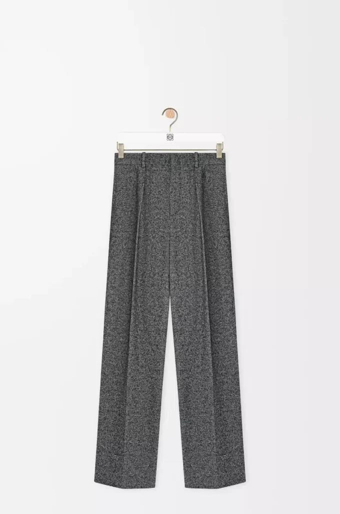 Pantalones de mezcla de lana gris jaspeado