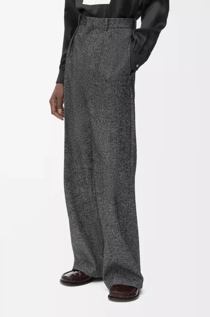 Pantalones de mezcla de lana gris jaspeado