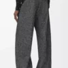 Pantalones de mezcla de lana gris jaspeado