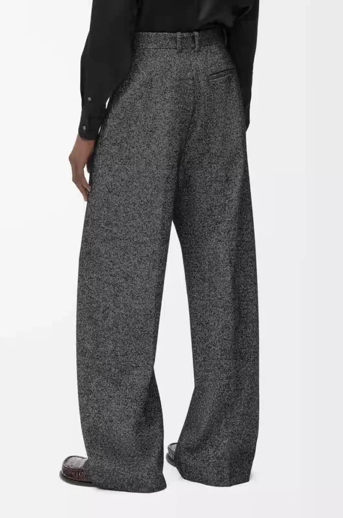 Pantalones de mezcla de lana gris jaspeado