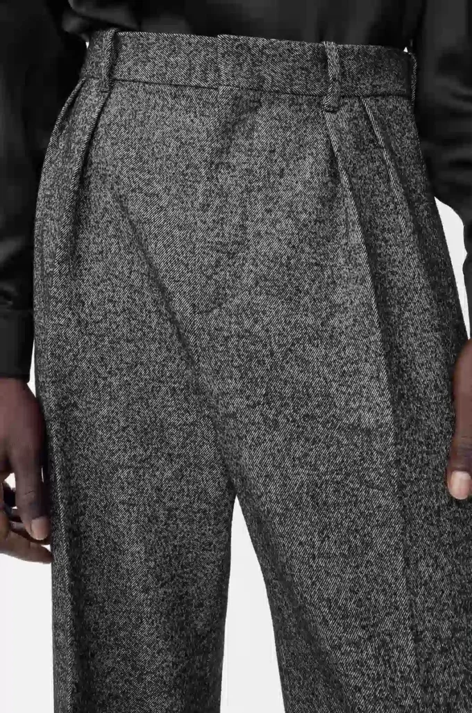 Pantalones de mezcla de lana gris jaspeado