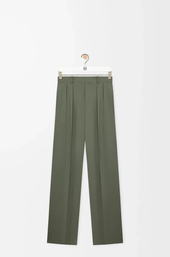 Pantalones de mezcla de viscosa en verde caqui Pantalones de mezcla de viscosa en verde caqui