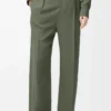 Pantalones de mezcla de viscosa en verde caqui Pantalones de mezcla de viscosa en verde caqui