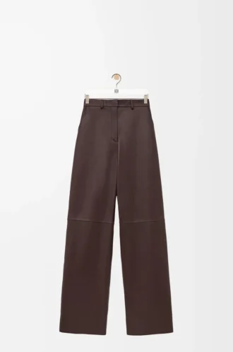 Pantalones de piel de cordero napa marrón chocolate