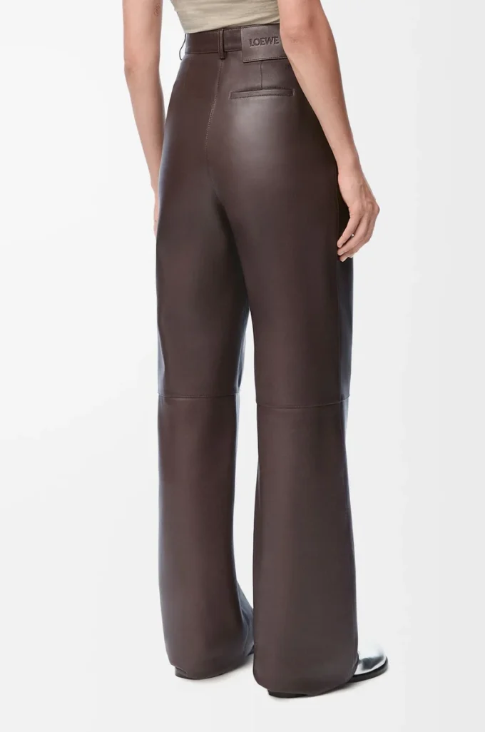 Pantalones de piel de cordero napa marrón chocolate Pantalones de piel de cordero napa marrón chocolate