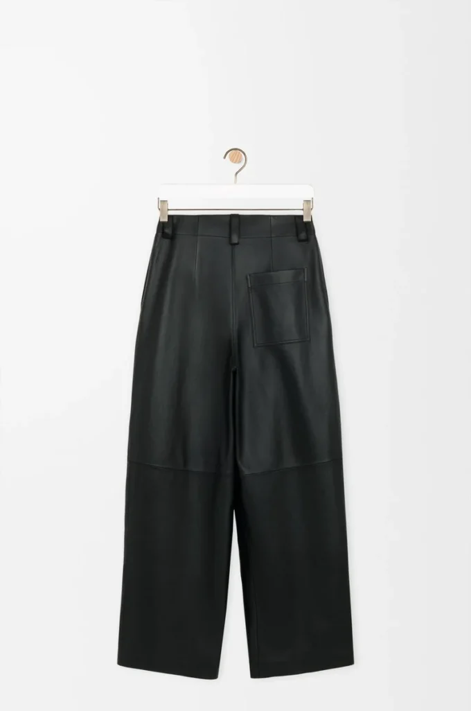Pantalones de piel de cordero napa negra