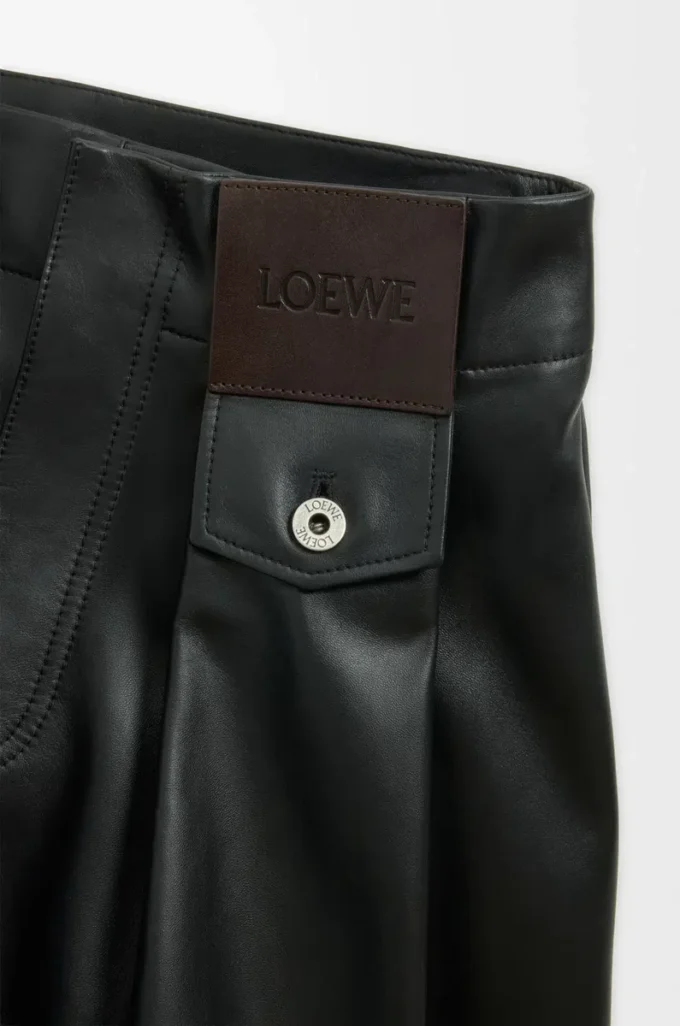 Pantalones de piel de cordero napa negra