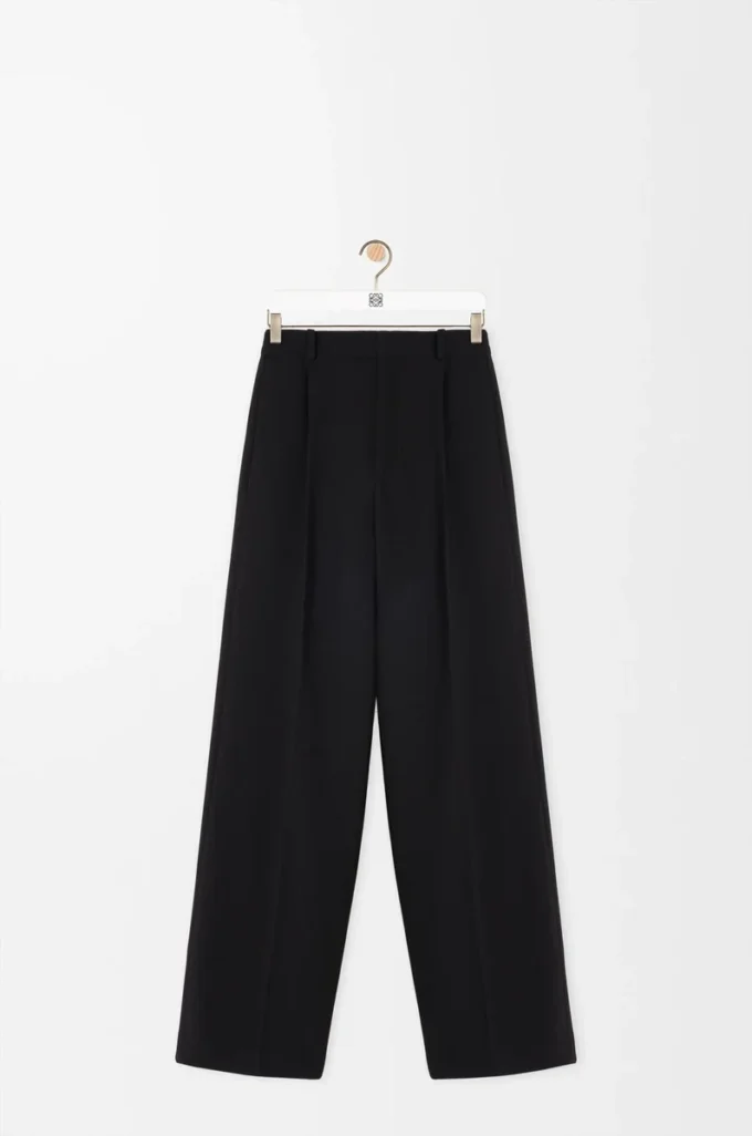 Pantalones de pierna ancha de lana Negro