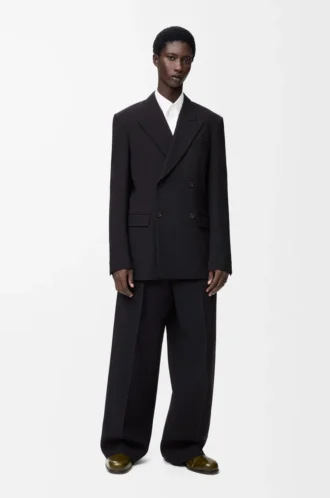 Pantalones de pierna ancha de lana Negro Pantalones de pierna ancha de lana Negro