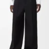 Pantalones de pierna ancha de lana Negro