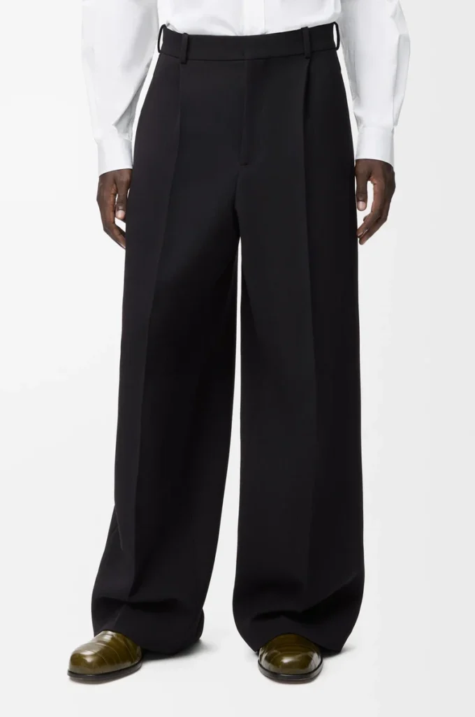 Pantalones de pierna ancha de lana Negro