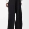 Pantalones de pierna ancha de lana Negro