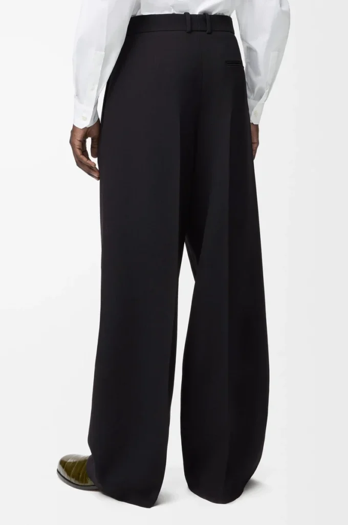 Pantalones de pierna ancha de lana Negro