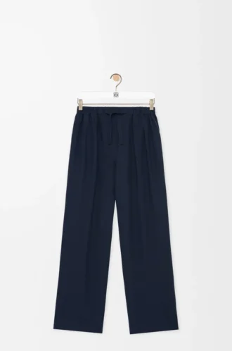 Pantalones de pijama de seda azul marino