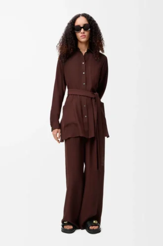 Pantalones de pijama de seda Burdeos