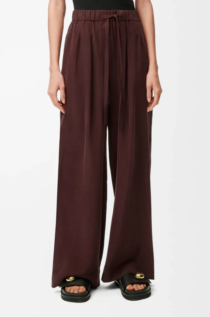 Pantalones de pijama de seda Burdeos Pantalones de pijama de seda Burdeos