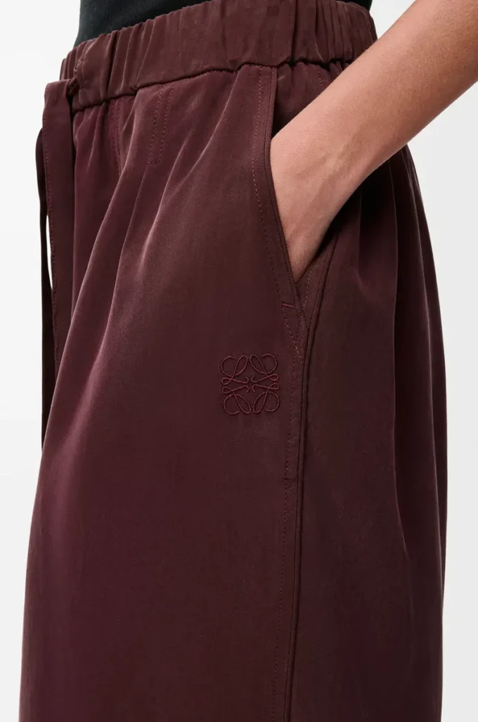 Pantalones de pijama de seda Burdeos Pantalones de pijama de seda Burdeos