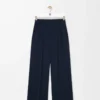 Pantalones de viscosa elástica azul medianoche Pantalones de viscosa elástica azul medianoche