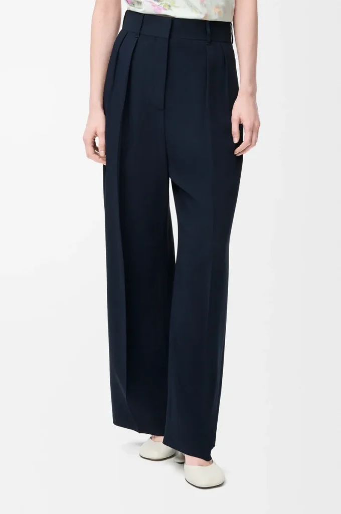 Pantalones de viscosa elástica azul medianoche Pantalones de viscosa elástica azul medianoche
