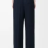 Pantalones de viscosa elástica azul medianoche Pantalones de viscosa elástica azul medianoche