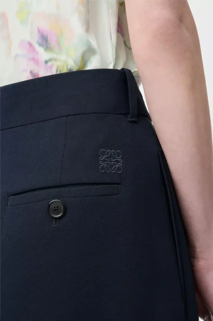 Pantalones de viscosa elástica azul medianoche Pantalones de viscosa elástica azul medianoche