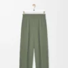 Pantalones de viscosa elástica verde caqui claro Pantalones de viscosa elástica verde caqui claro