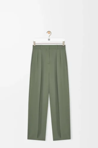 Pantalones de viscosa elástica verde caqui claro