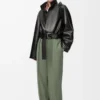 Pantalones de viscosa elástica verde caqui claro Pantalones de viscosa elástica verde caqui claro