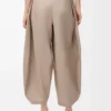 Pantalones drapeados de algodón y seda Beige Pantalones drapeados de algodón y seda Beige